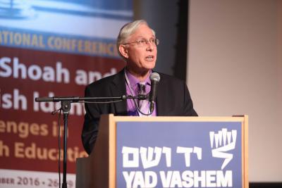 Conference organizer and Director of the Jewish World and International Seminars Department Ephraim Kaye opens &quot;The Shoah and Jewish Identity: Challenges in Jewish Education&quot; International Conference